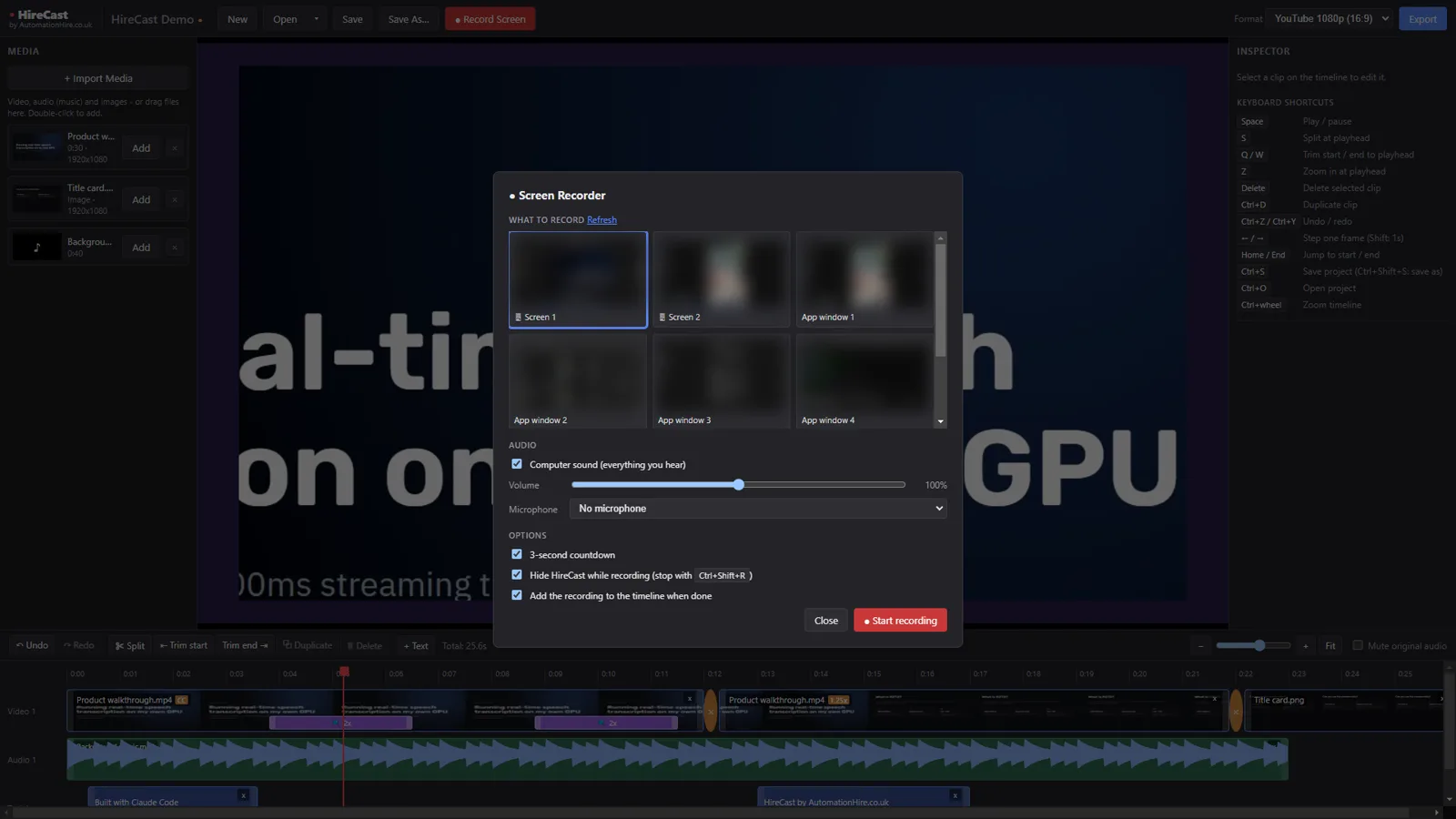 HireCast recorder