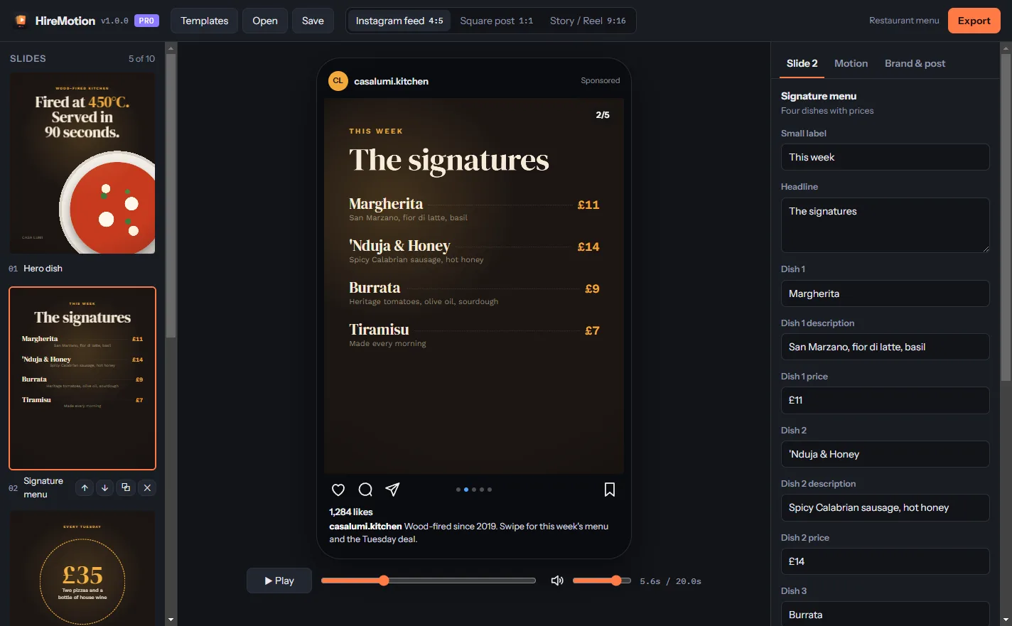 HireMotion editor